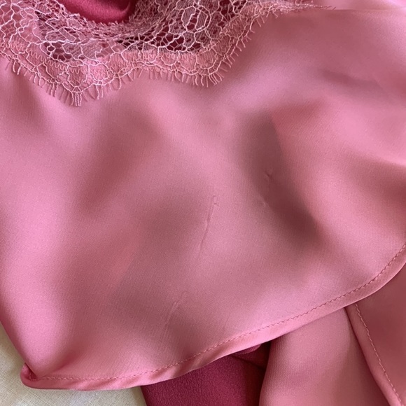 2 Piece Matching Set: XS/S Robe + Small Cami and Short Set PJ Ruffle Satin Lace - Picture 7 of 12